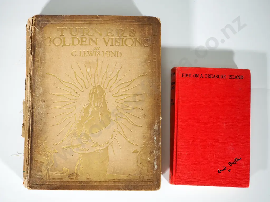 Two Vintage Books - Enid Blyton "Five on Treasure Island" & Turners Golden Vision A/F Image 1++