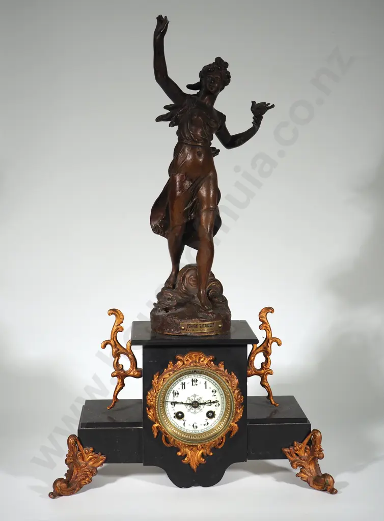 Spelt Heroine Figurine on Marble Clock: 58CM Tall Image 1++
