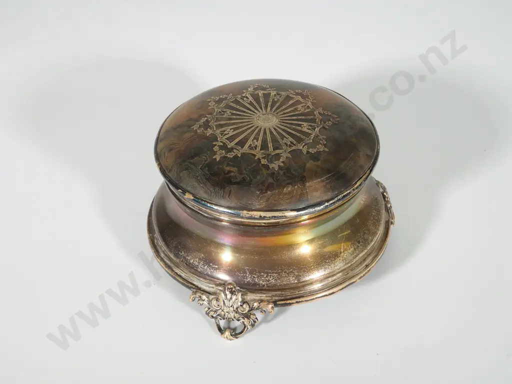 Ornate Sterling Silver & Tortoiseshell Ladies Pin Box (One foot is not present) Image 1++