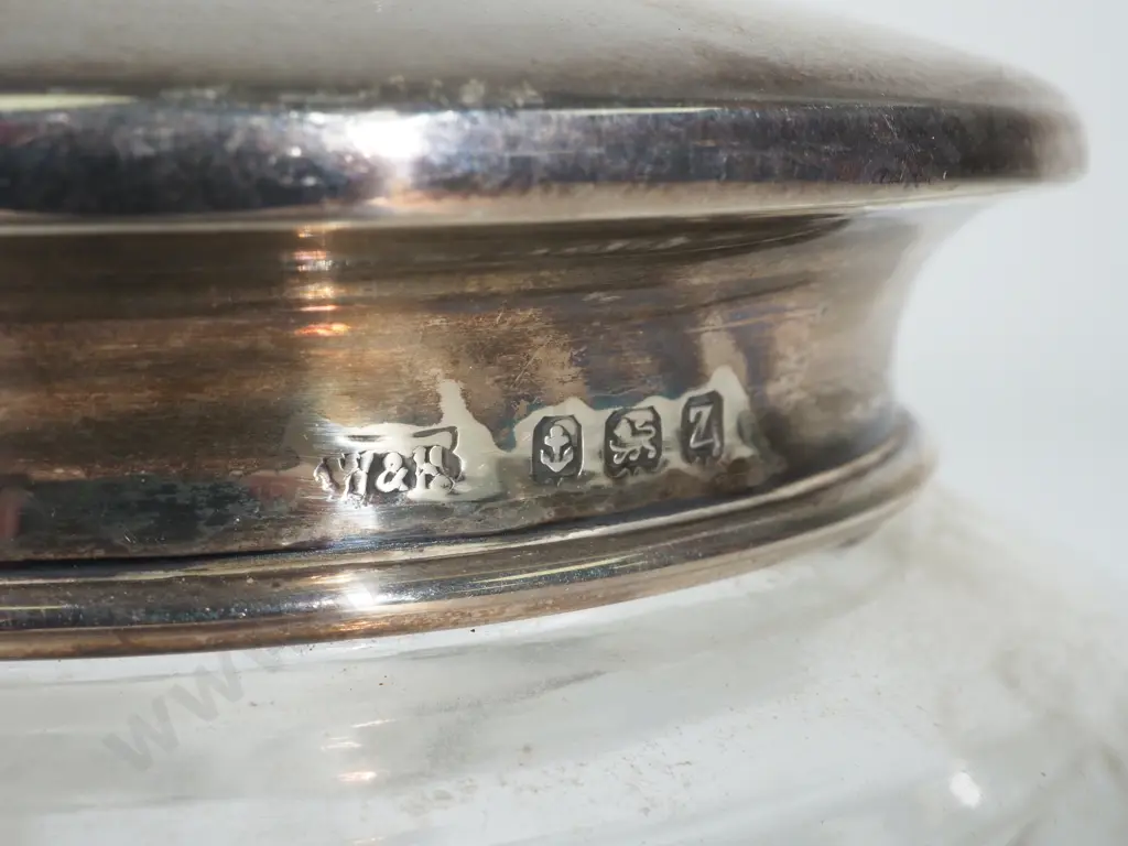 Antique Cut Glass Sterling Silver Dressing Table Jar: Birmingham 1924 Image 1++
