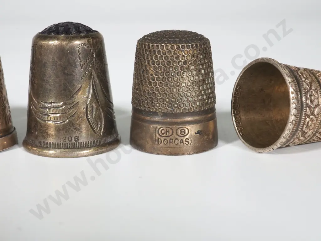 Collection of Four Sterling Silver Thimbles Image 1++