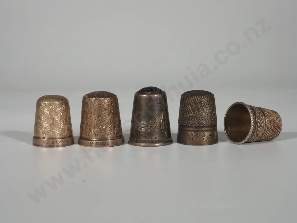 Collection of Four Sterling Silver Thimbles Image 1++