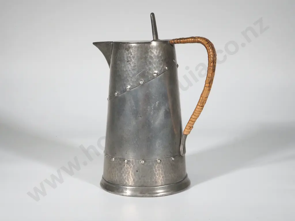Homeland English Pewter Coffee Pot w Original Rattan Handle Image 1++
