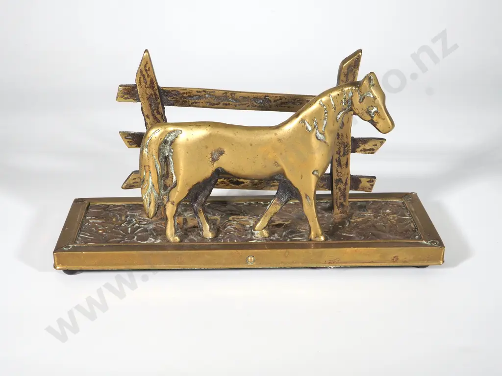 Brass Letter Rack w Horse Decoration Image 1++