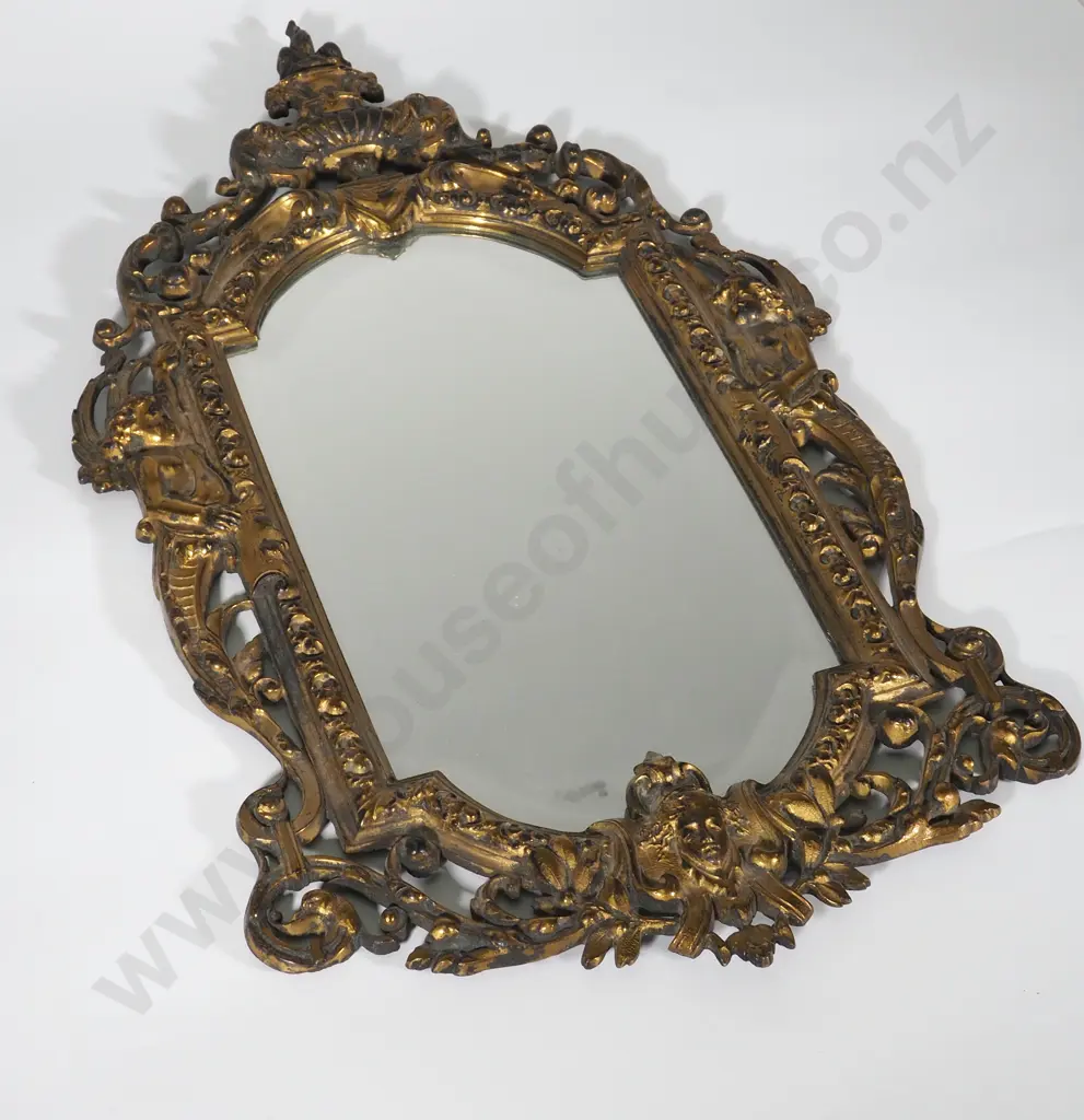 Ornate Brass Frame w Bevelled Glass Mirror Image 1++