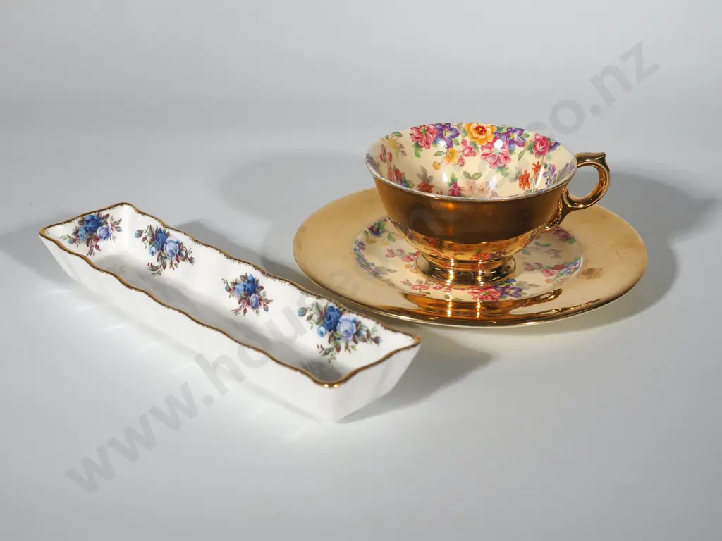 Florentine Trio  & Two Royal Albert Floral Dishes Image 1++