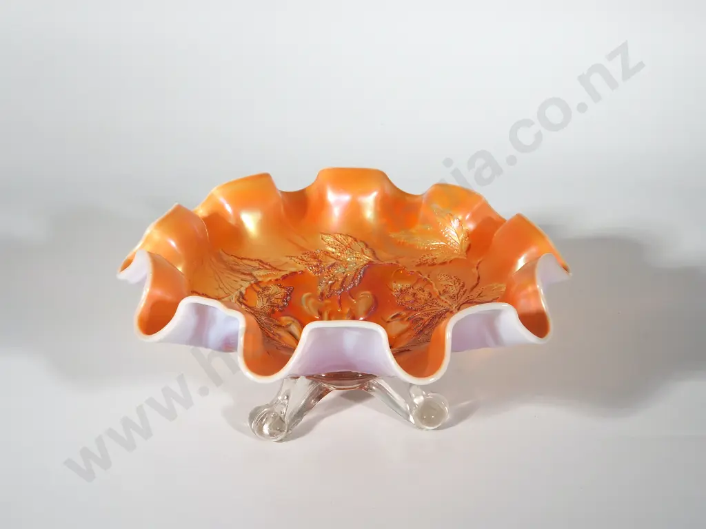 Fabulous Orange Italian Carnival Glass Bon Bon Dish Image 1++