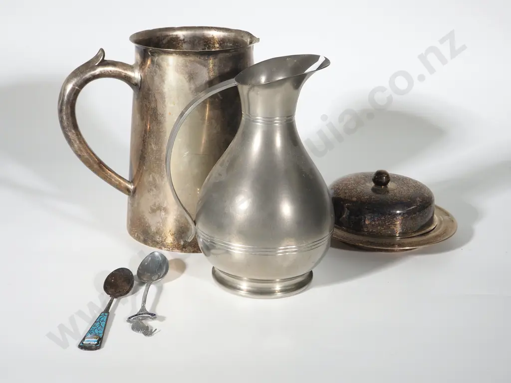 Two S/P Jugs - Two Spoons & S/P Glass Covered Butter Dish Image 1++