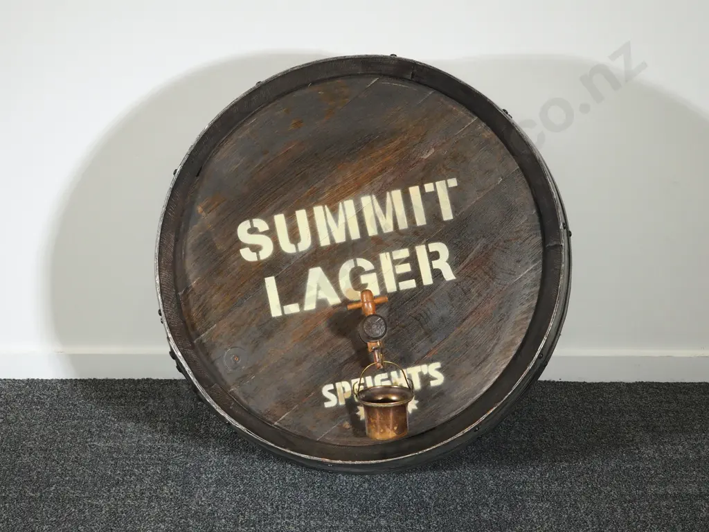 Vintage Summit Lager Beer Barrel End w Copper Miniature Bucket Image 1++