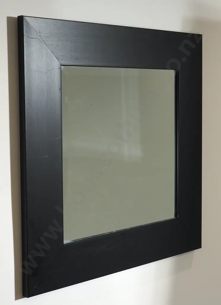 Black Framed Square Mirror w Bevelled Edge Image 1++