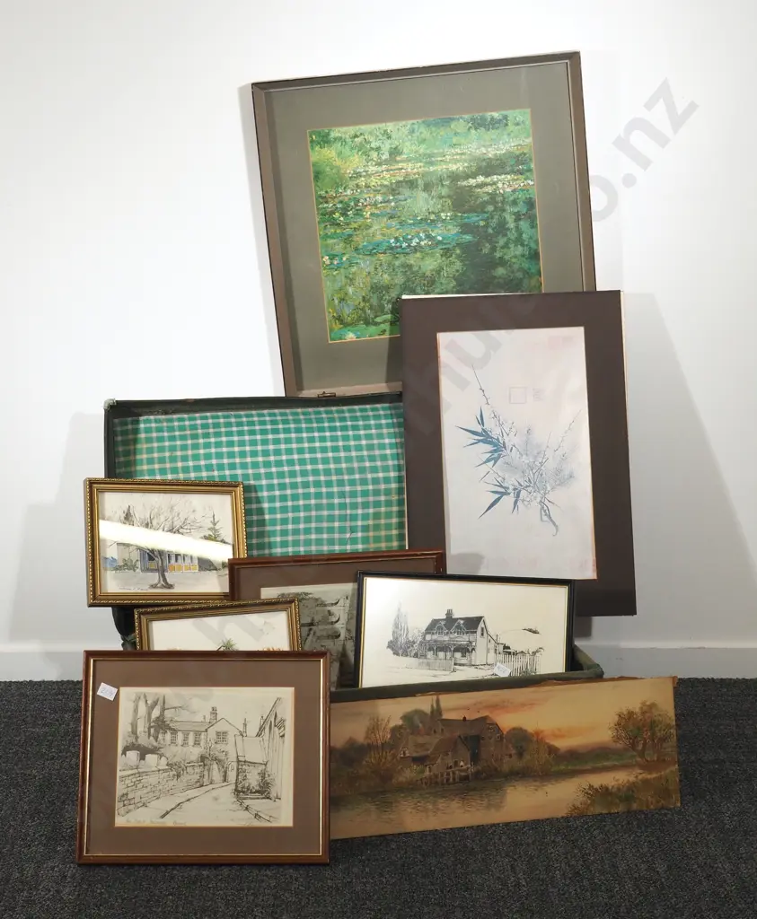 Collection of Prints & Art in Vintage Suitcase Image 1++