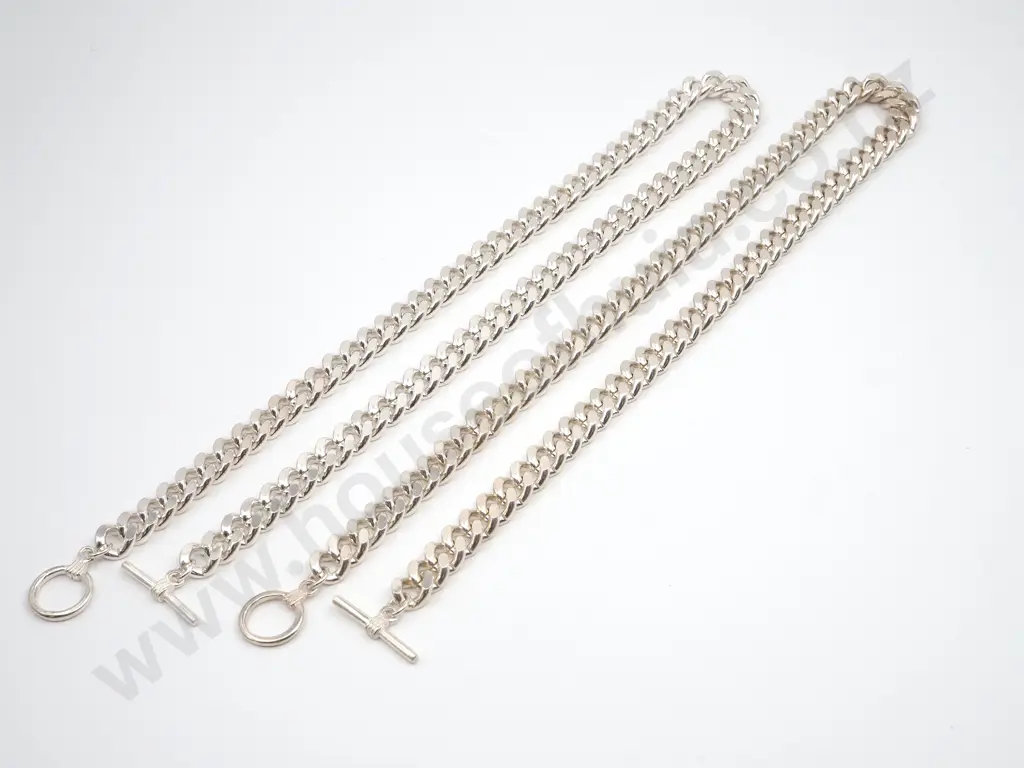 Two Sterling Silver Curb Link Chains Image 1++