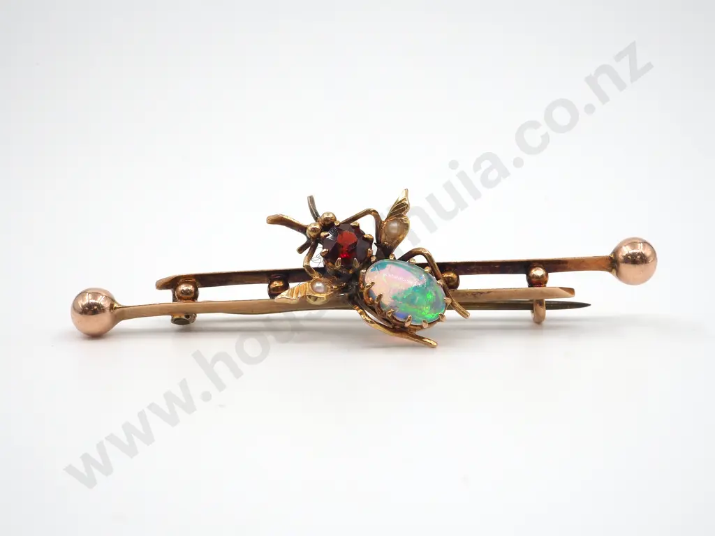 15ct Gold Antique Opal Lively Insect Brooch Edwardian, Circa 1910 Image 1++