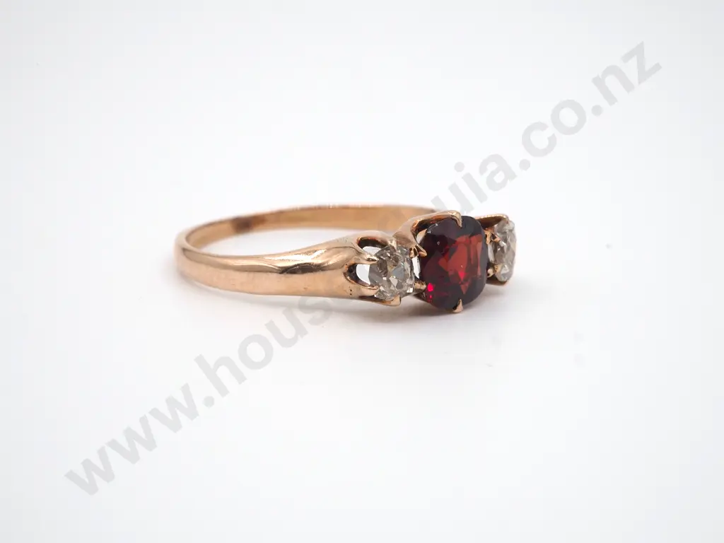 9ct Rose Gold Antique Garnet & Diamond Ring Image 1++