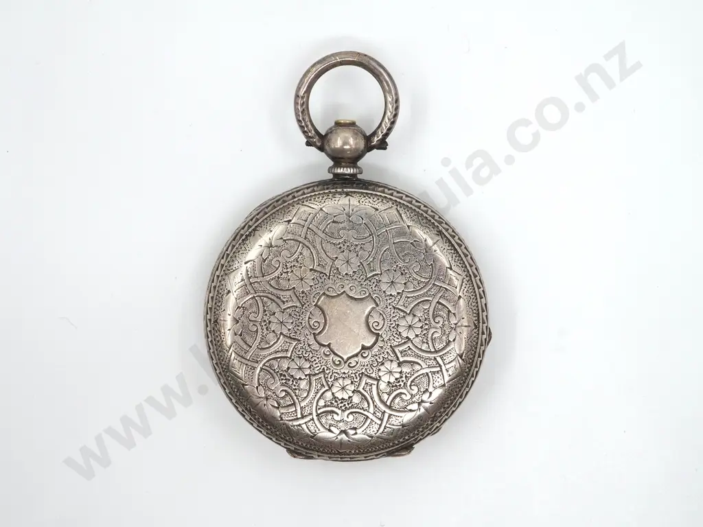 Sterling Silver Open Faced Pocket Watch Image 1++