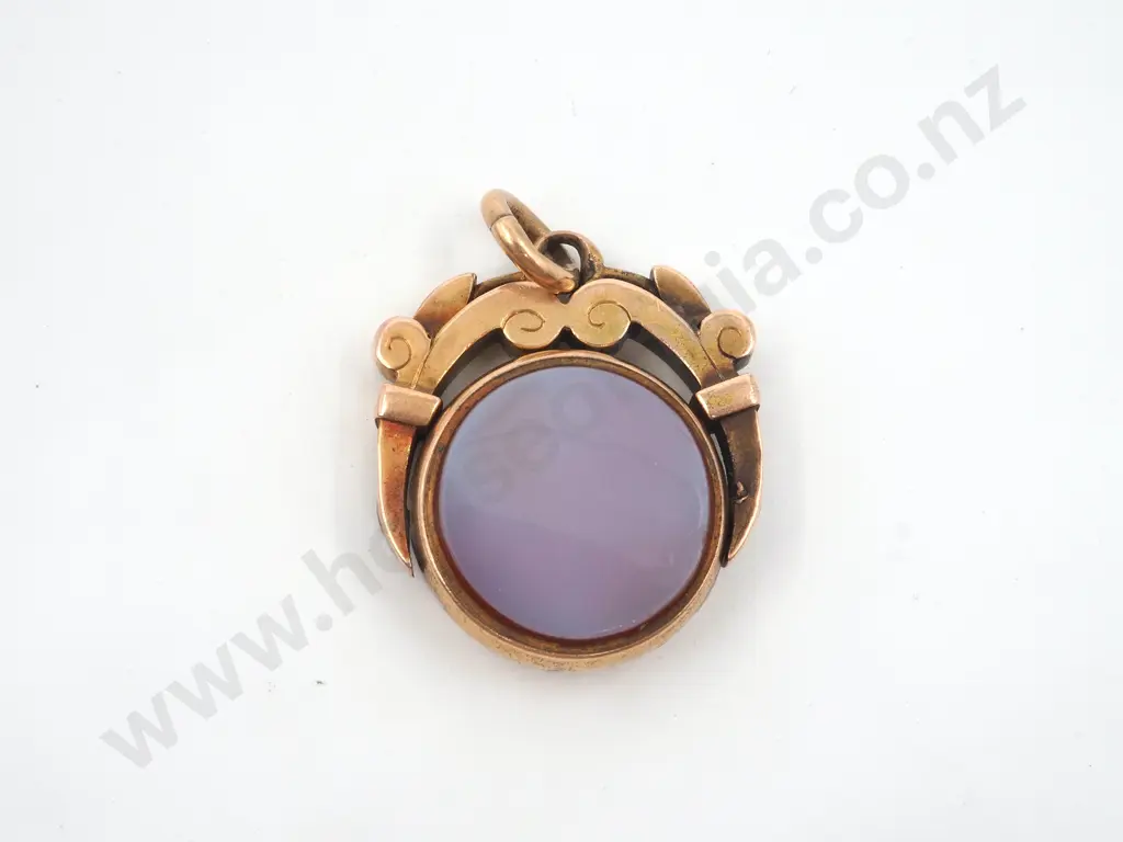 15ct Gold Antique Carnelian & Bloodstone Fob Spinner Image 1++