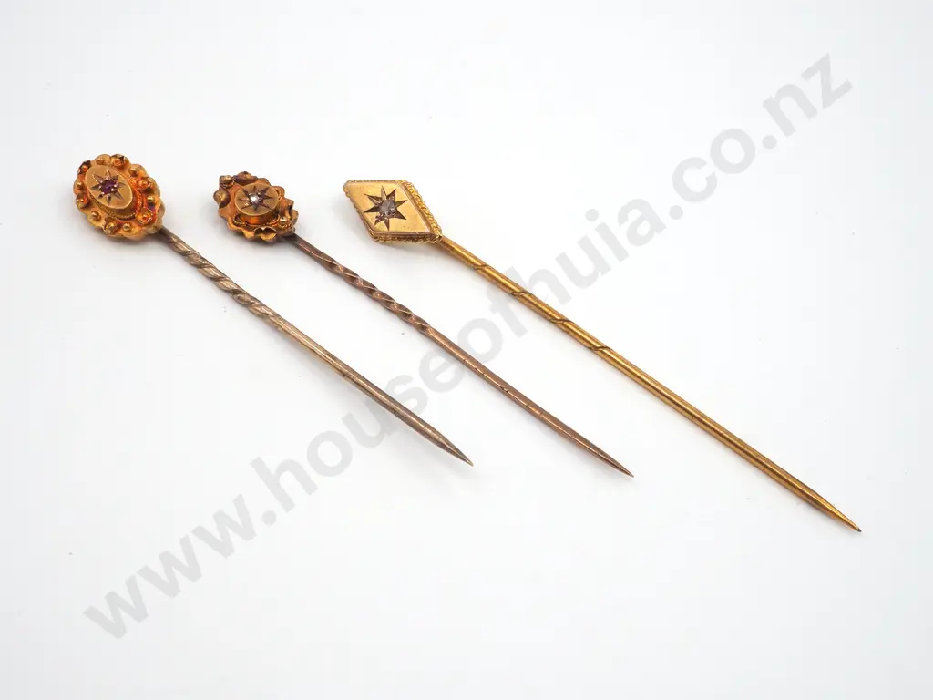Three 15ct Gold Victorian Stick Pins Image 1++