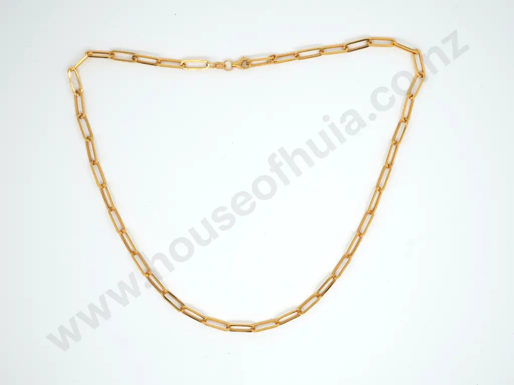 18ct Gold Modern Paperclip Link Necklace Image 1++
