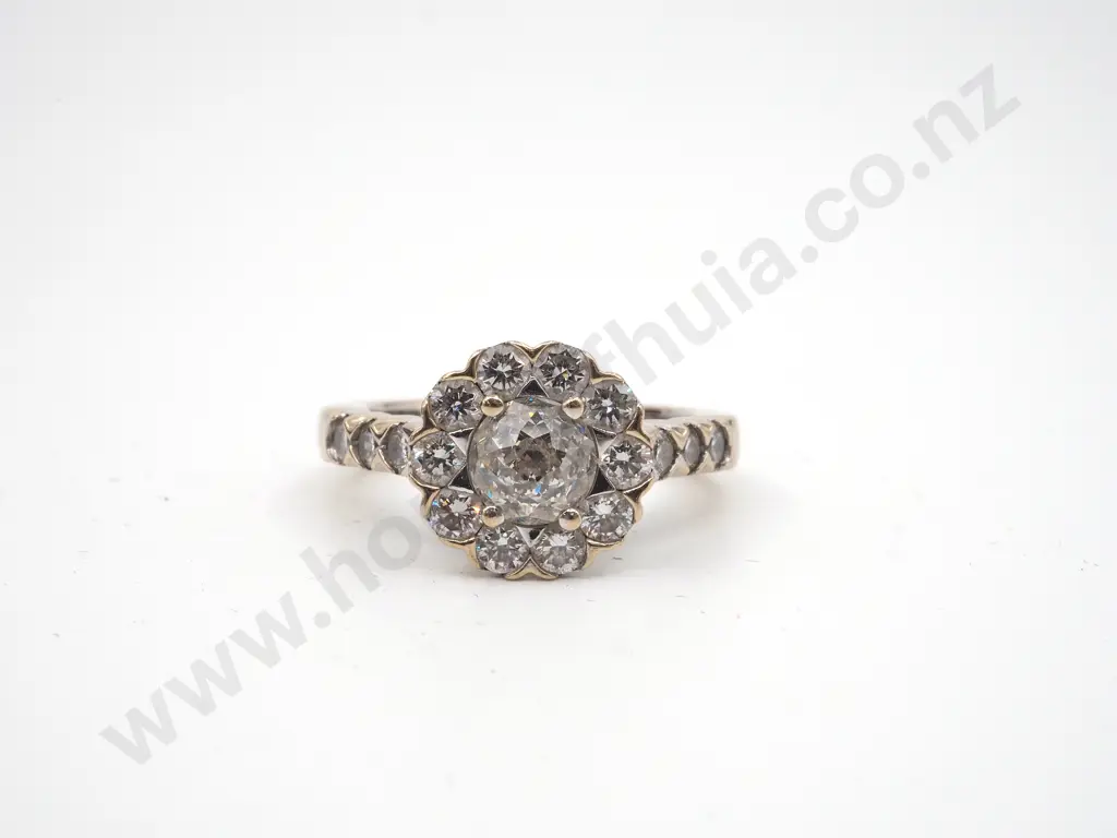 18ct White Gold Diamond Cluster Ring 1ct Crown of Light Diamond, valuation Image 1++