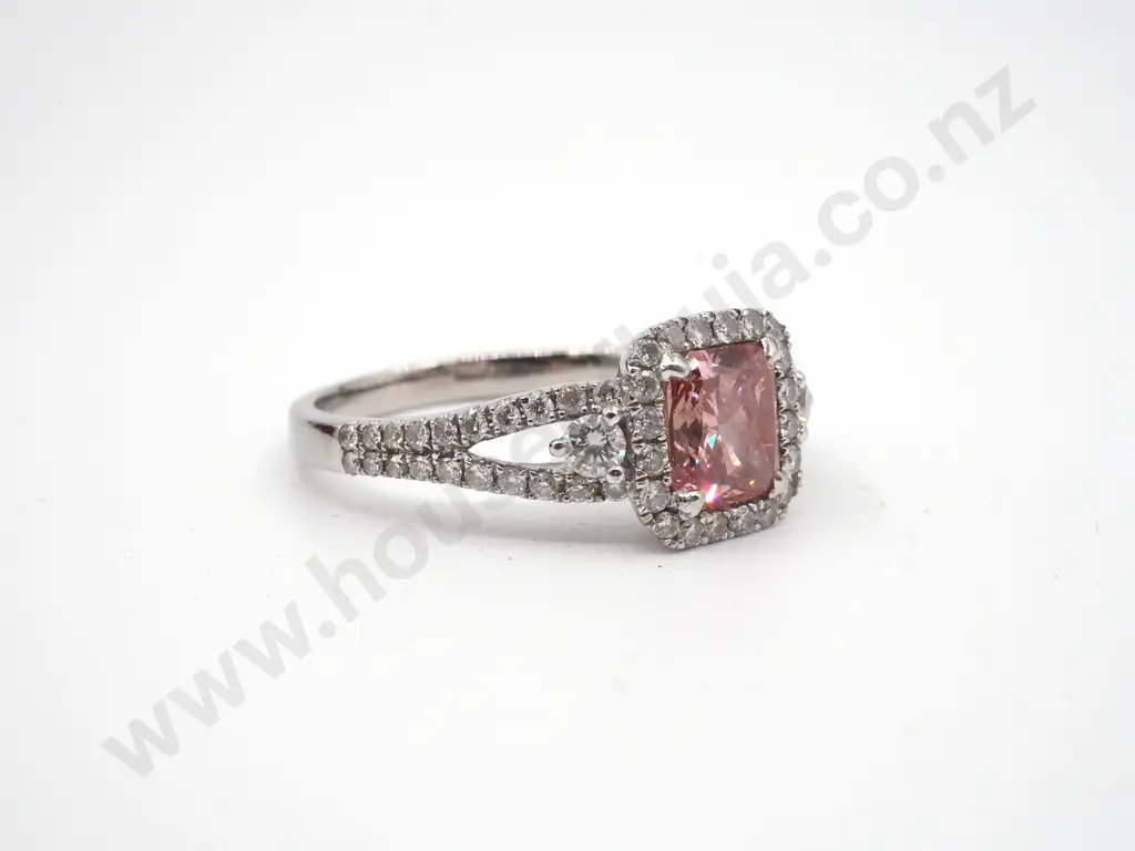 18ct White Gold 1.2ct Pink Diamond Cluster Ring, Valuation Image 1++