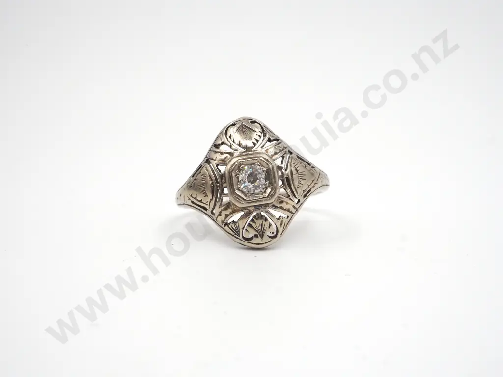 18ct White Gold Art Deco Antique Diamond Ring, Valuation Image 1++