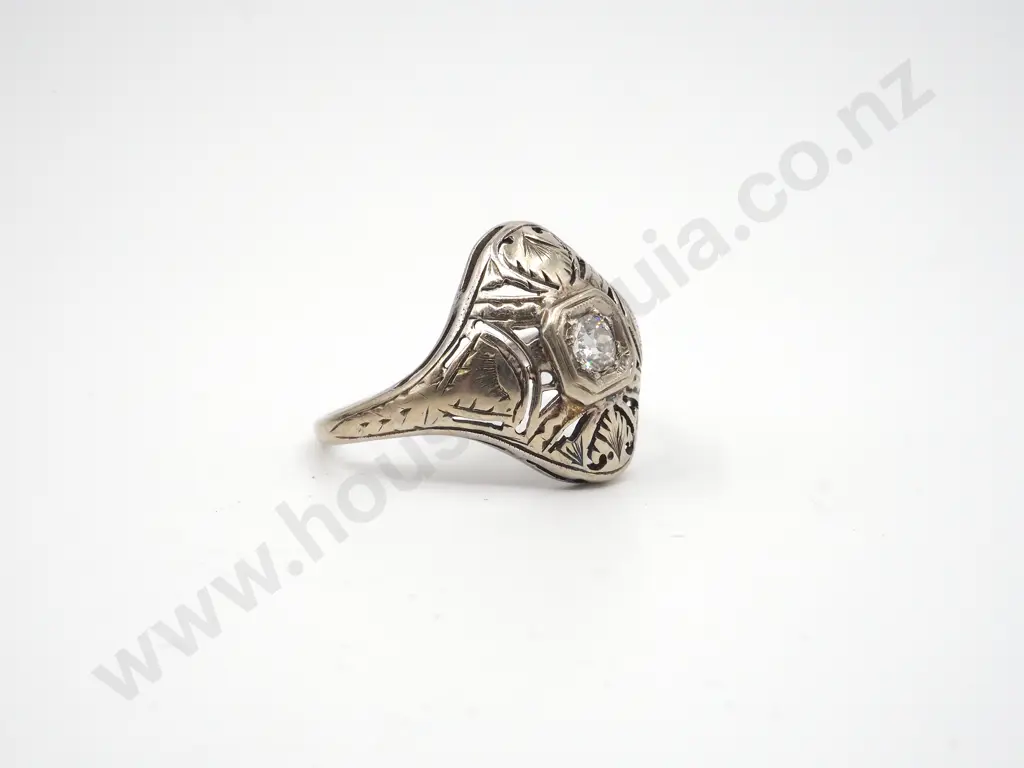 18ct White Gold Art Deco Antique Diamond Ring, Valuation Image 1++