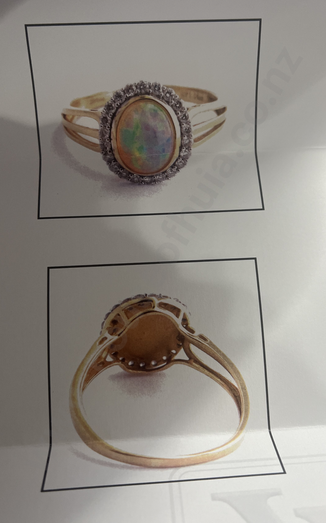 9ct Gold Diamond & Opal Ring w/ Matching Earrings, Valuation Image 1++