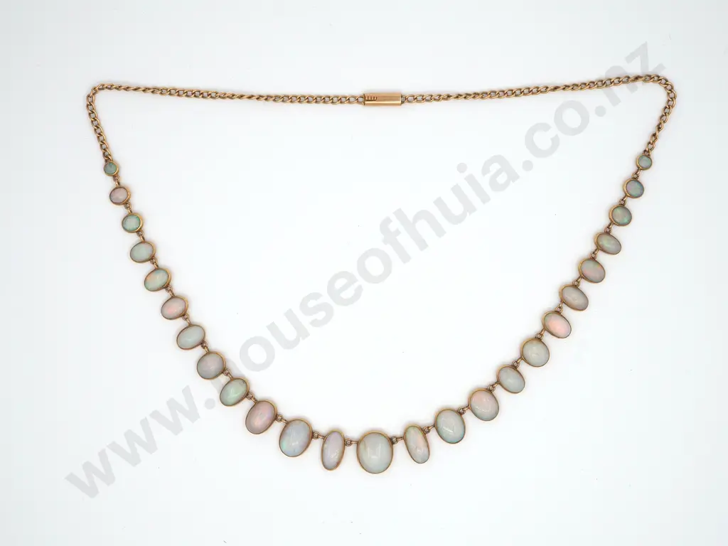 15ct Gold Antique Crystal Opal Necklace, Circa 1900 Image 1++