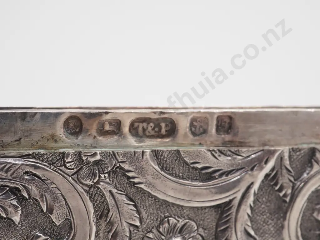 Ornate Antique Sterling Silver Cathedral Top Card Case, Hallmarked Image 1++