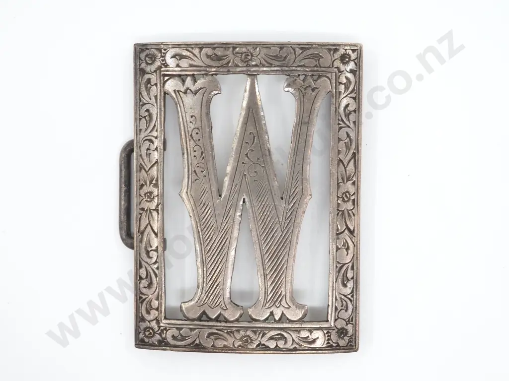 Sterling Silver M or W Belt Buckle, Hallmarked Image 1++