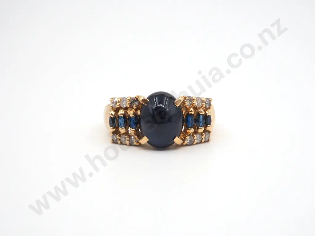 18ct Gold Sapphire & Diamond Cluster Dress Ring, Valuation Image 1++