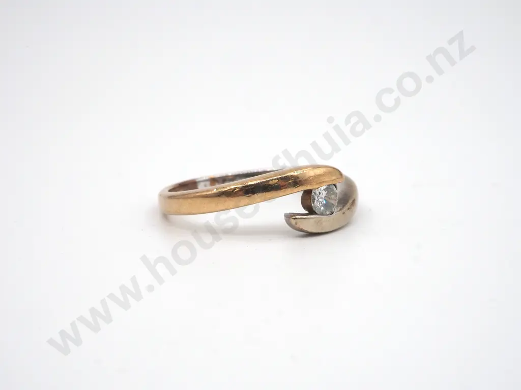 9ct Bi Colour Gold Solitaire Diamond Ring Image 1++