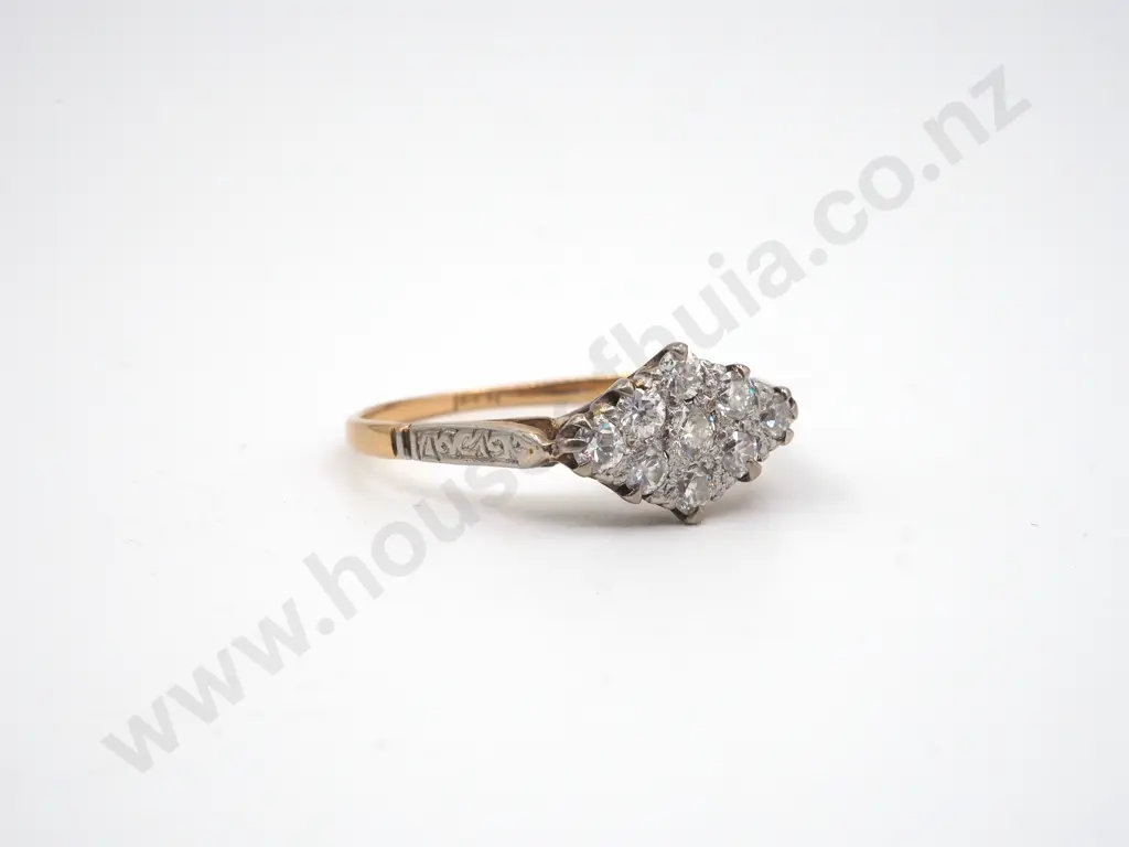 18ct Gold Pave Set Diamond Ring, Circa 1930 Image 1++
