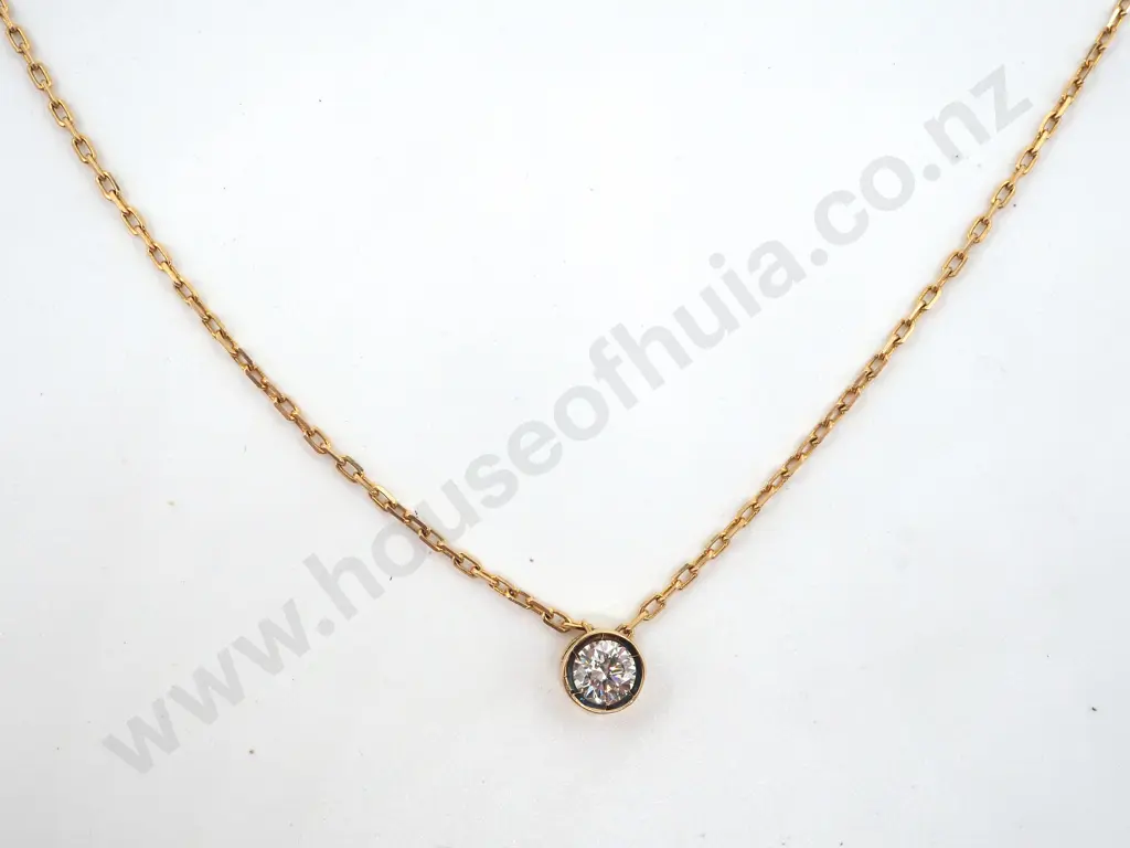 18ct Gold Solitaire Diamond Pendant on 14ct Gold Chain, Valuation Image 1++