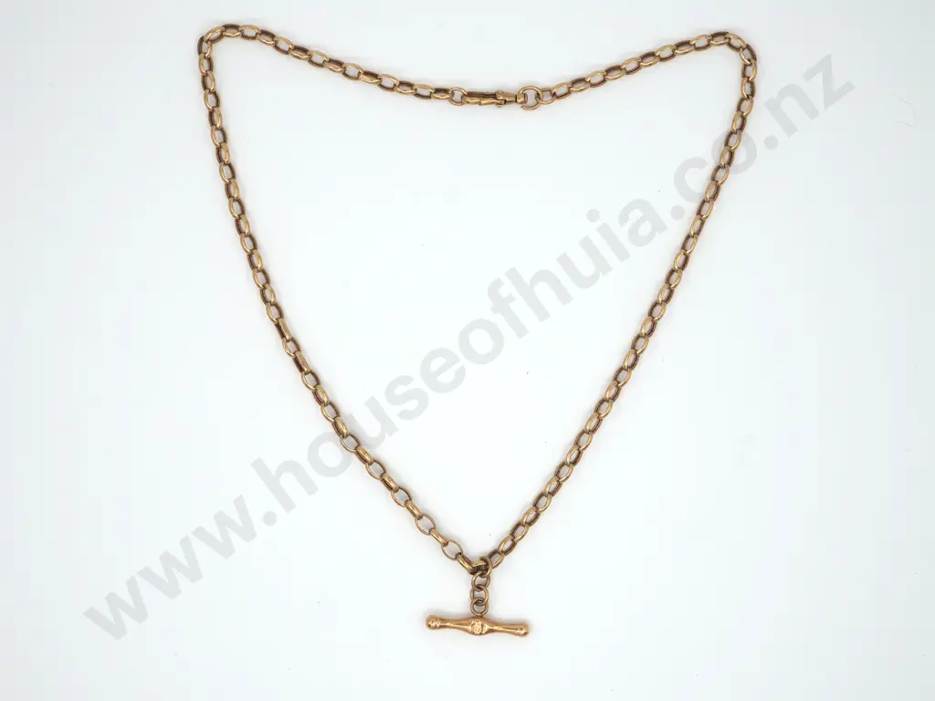 9ct Gold T Bar Belcher Necklace Image 1++