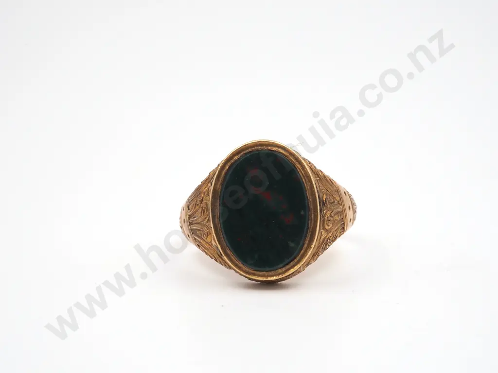 Exceedingly Rare 15ct Gold Bloodstone Mourning Ring, Circa1880 Image 1++