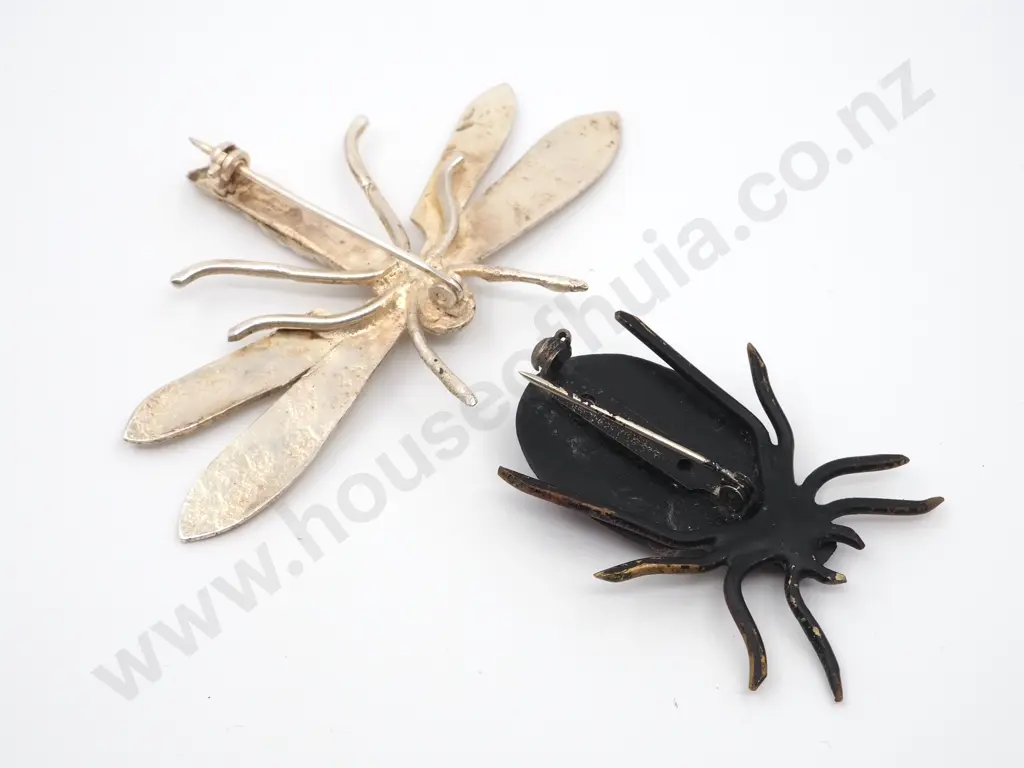 Beetle & Silver Coloured Dragonfly Brooch: David Lloyd Image 1++