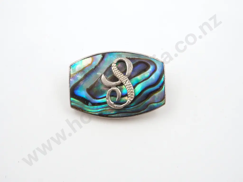 Sterling Silver Paua Shell Brooch Image 1++