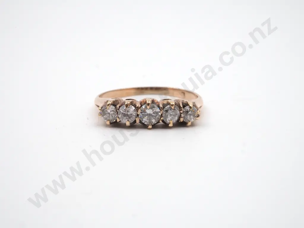 9ct Gold Five Stone CZ Ring Image 1++