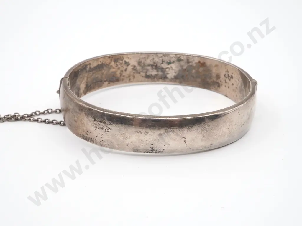 Sterling Silver Antique Engraved Hinged Bangle Image 1++