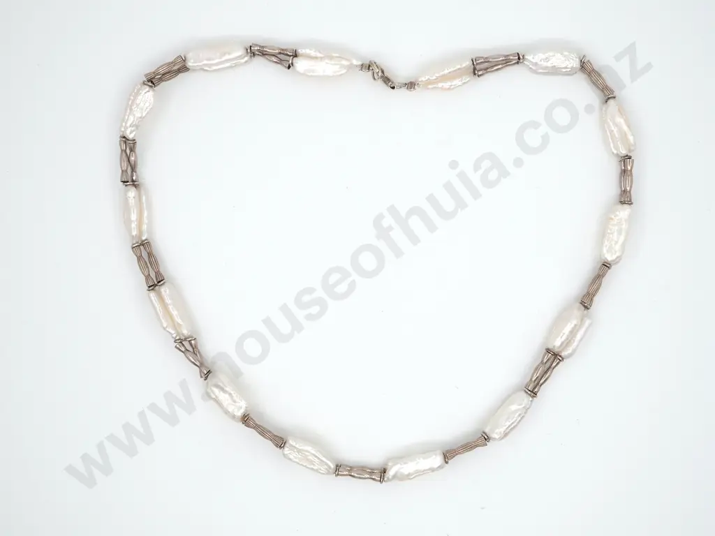 Sterling Silver Baroque Pearl Necklace Image 1++