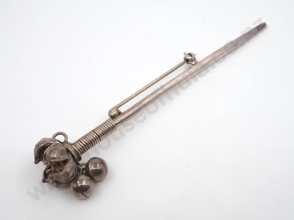Sterling Silver Flower & Bell Brooch Image 1++