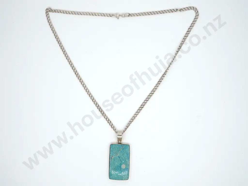 Sterling Silver Turquoise Pendant on Chain Image 1++