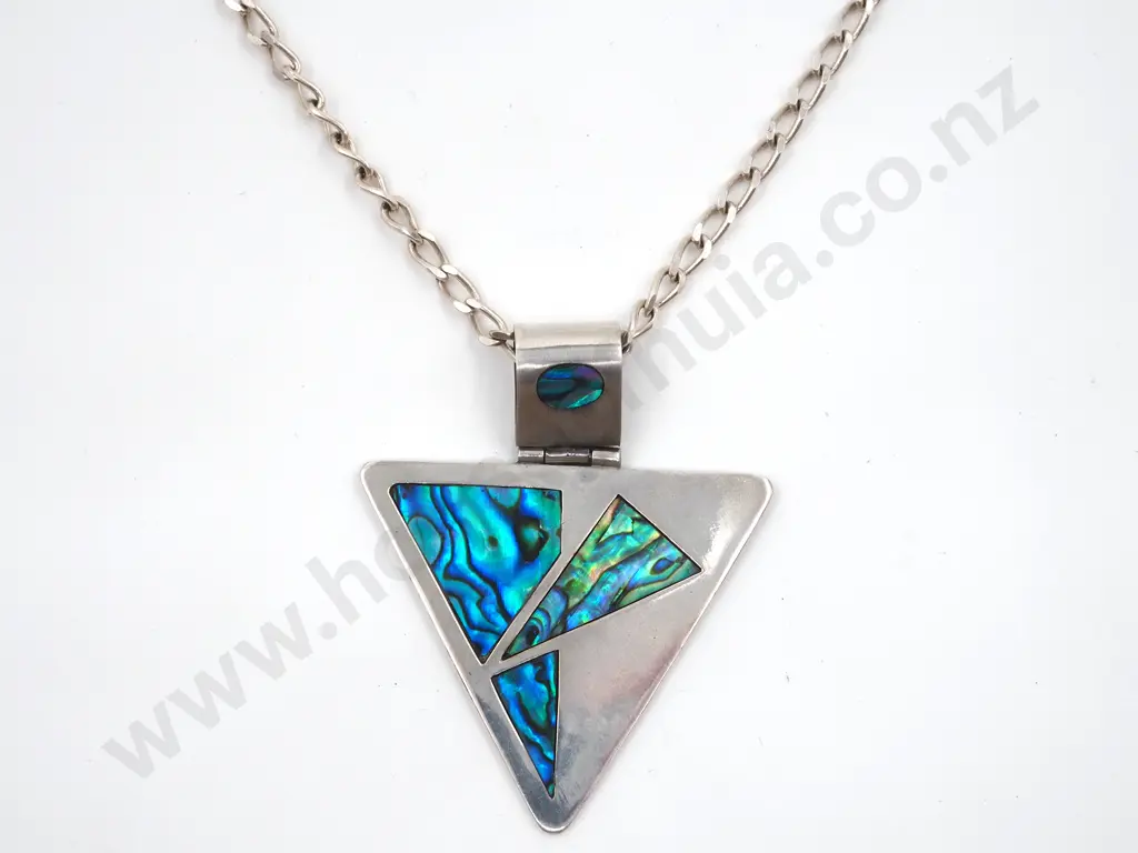 Sterling Silver Paua Pendant & Chain Image 1++