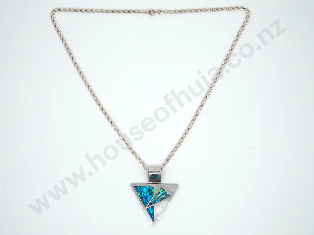Sterling Silver Paua Pendant & Chain Image 1++