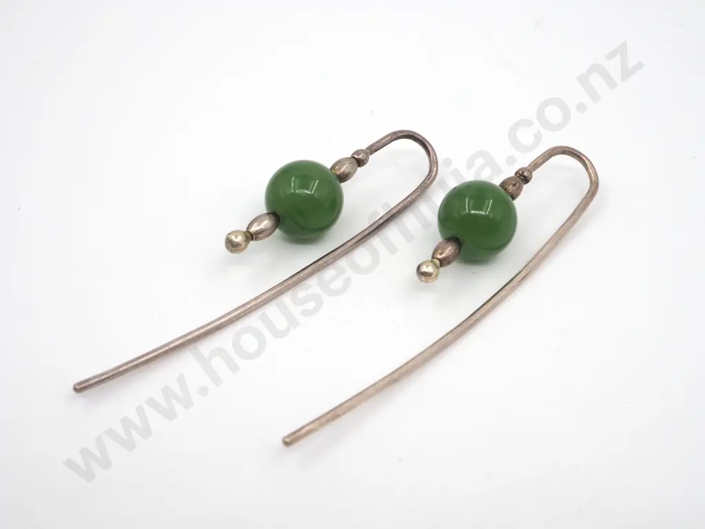 Sterling Silver Jade Earrings  Image 1++