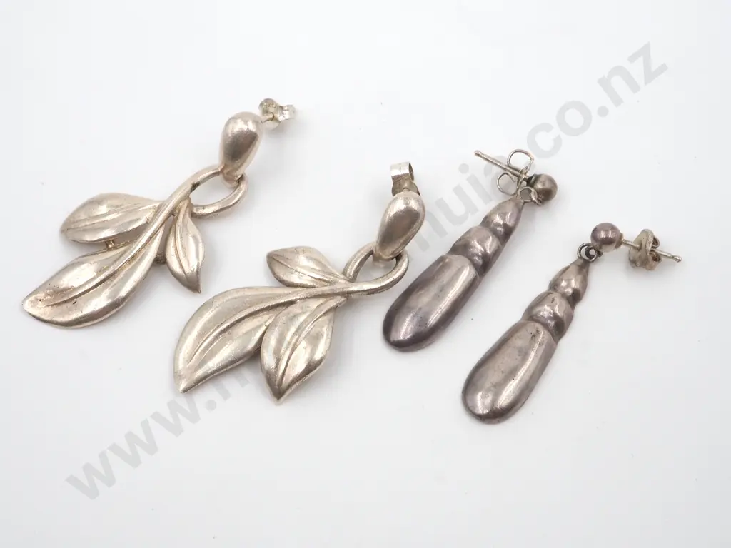 Two Pairs Sterling Silver Earrings Image 1++