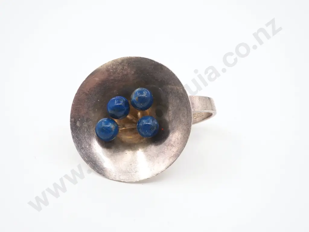 Sterling Silver Lapis Lazuli Flower Bud Ring  Image 1++