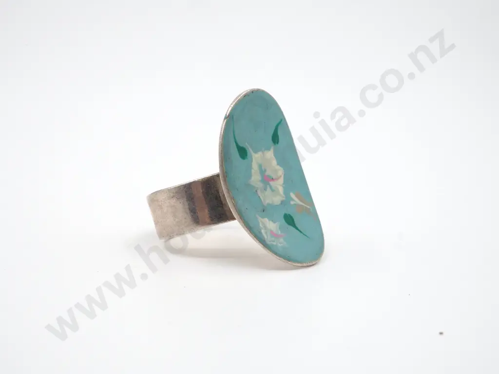 Sterling Silver Painted Top Ring Image 1++