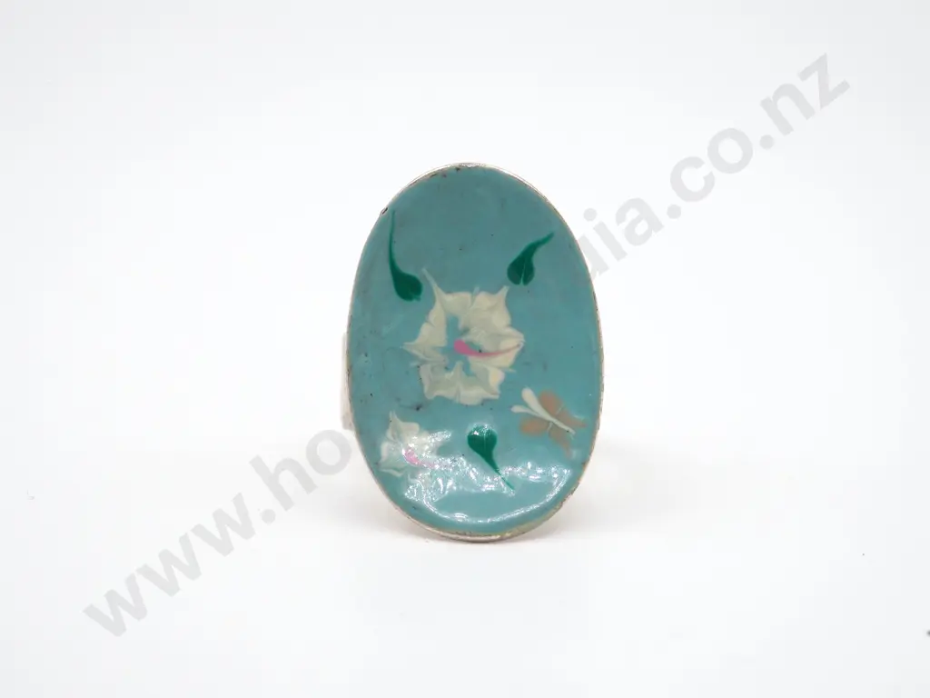 Sterling Silver Painted Top Ring Image 1++